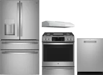 4 Piece Package Includes Refrigerator, Range, Hood And Dishwasher